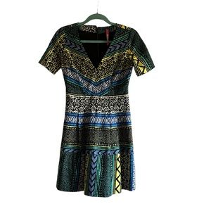 Plenty by Tracy Reese bright abstract print short sleeve dress, size 2